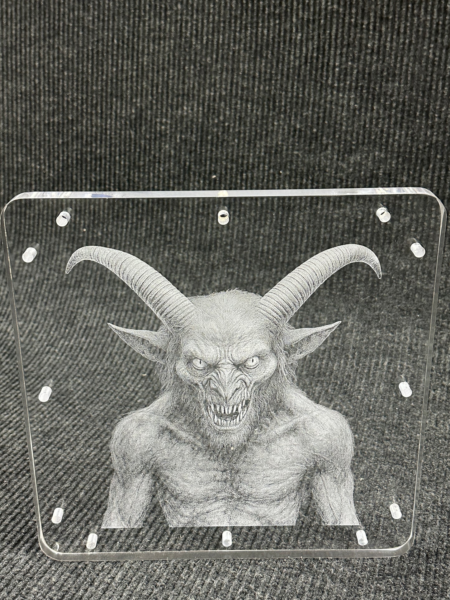 Goatman laser engraved acrylic