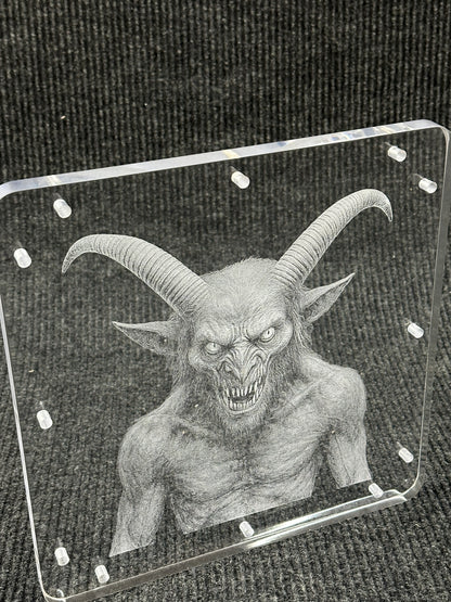 Goatman laser engraved acrylic