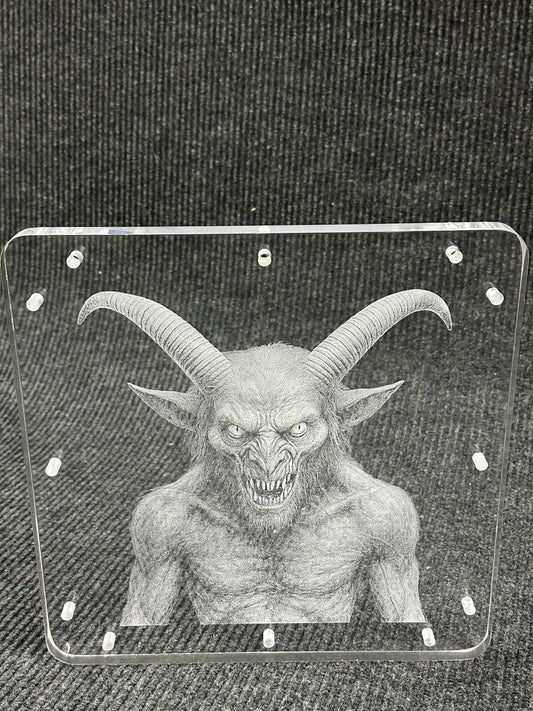 Goatman laser engraved acrylic